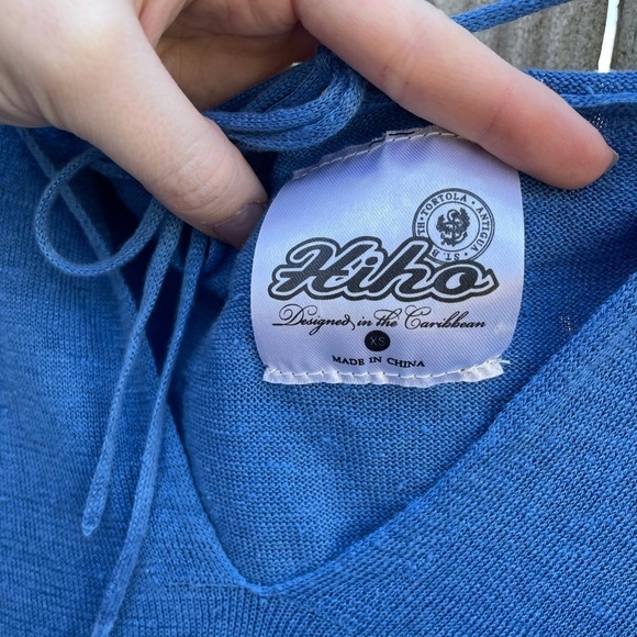 Hi Ho 100% Linen Beach Hoodie in Ocean Blue - Picture 4 of 9